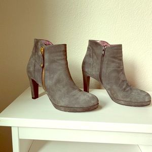 Suede/leather Zipper Ankle Booties